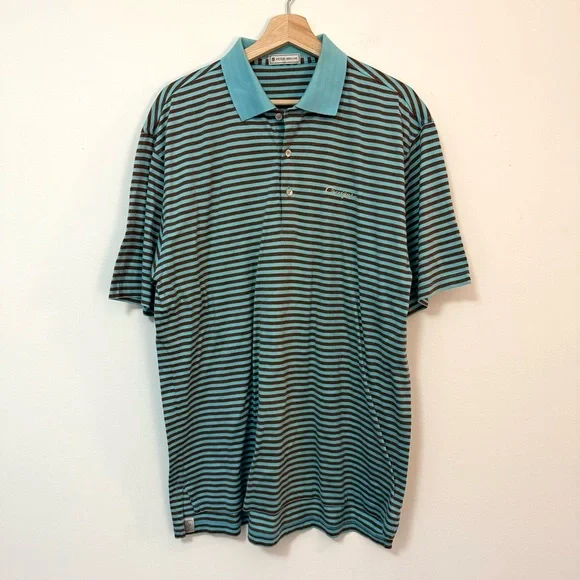 Lot of 2 Peter Millar “Cassique” Kiawah Island Golf Made In Korea Striped Polos